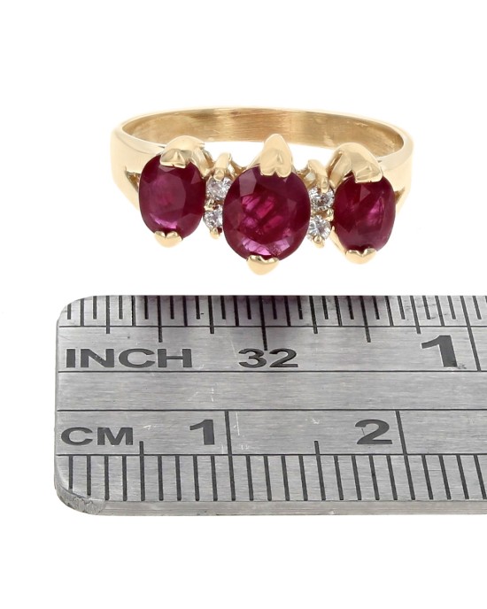 Ruby and Diamond Accent Ring in Yellow Gold